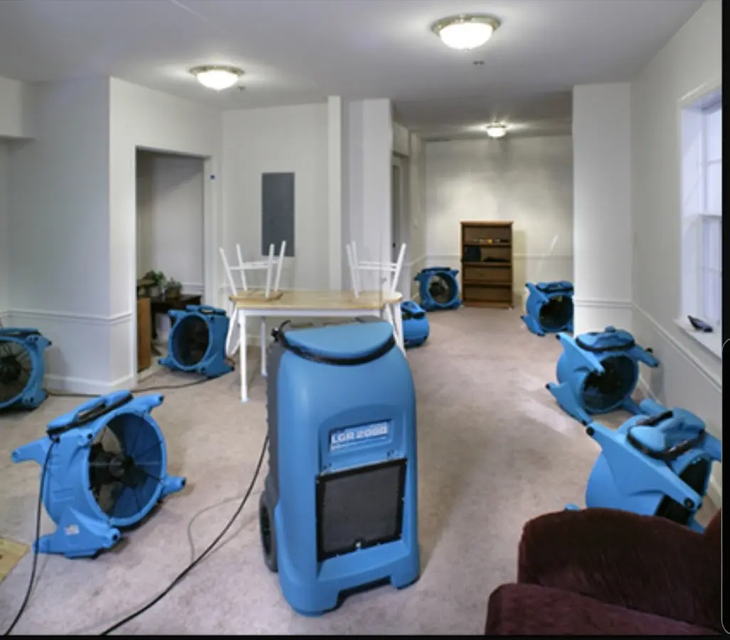 Air movers and dehumidifier setup for Water Extraction & Removal in Junction City